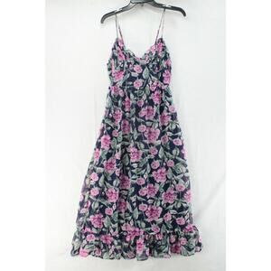 Chiffon Babydoll Dress Dark Romantic Floral Pink Blue size M Whimsygoth Fairy